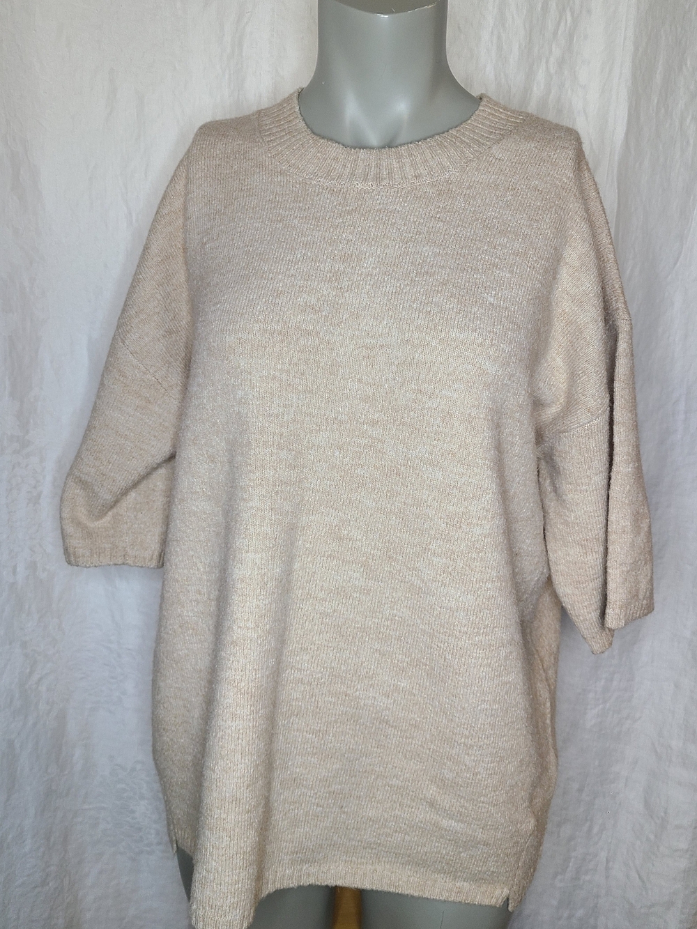 Free People Margot Sweated Tee - Neutral Cream Crewneck Oversized Sweater